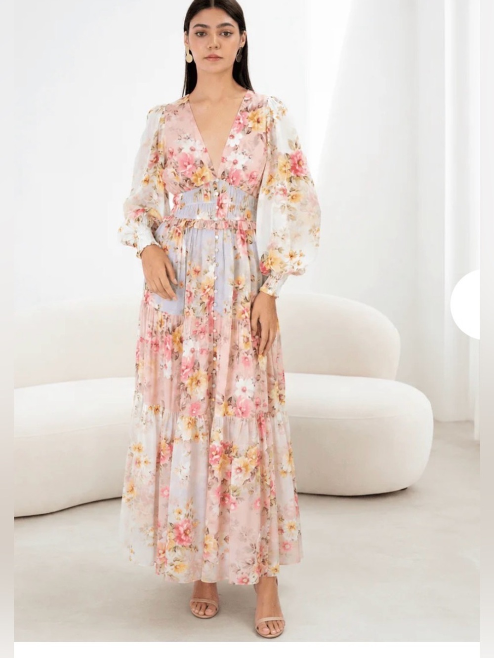 Yumi Kim used Floral V-Neck Long Sleeve Maxi Dress - Pink Floral